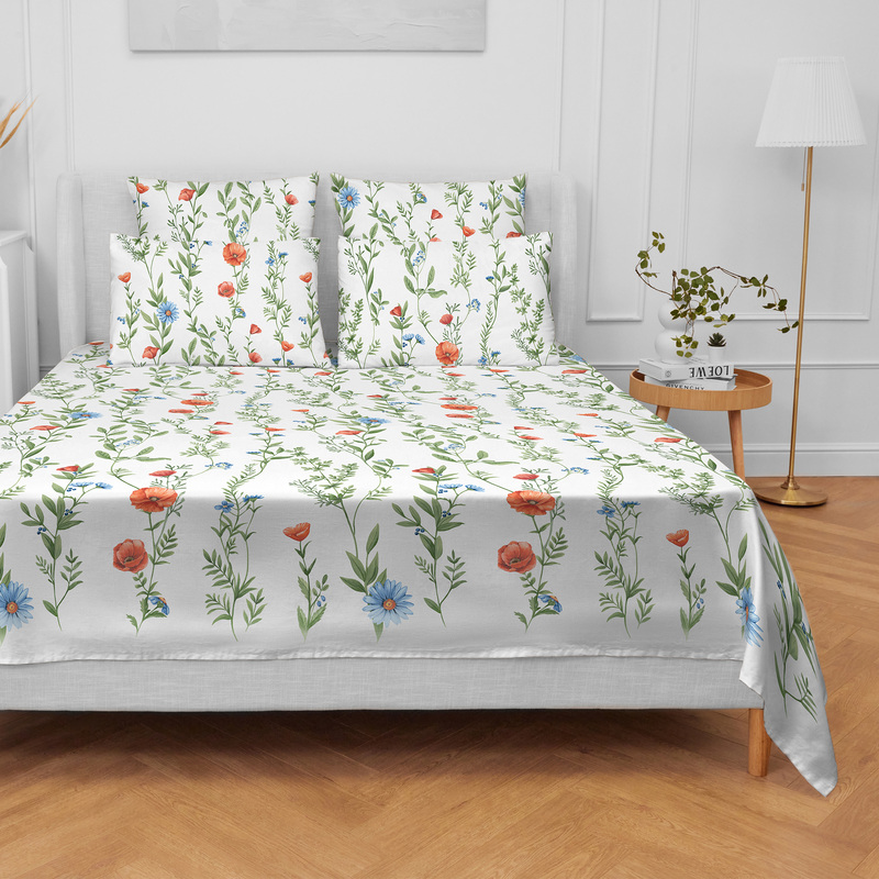 Изображение товара Простыня из поплины 220x240 см разноцветная Хорошо дома! цветочный вальс