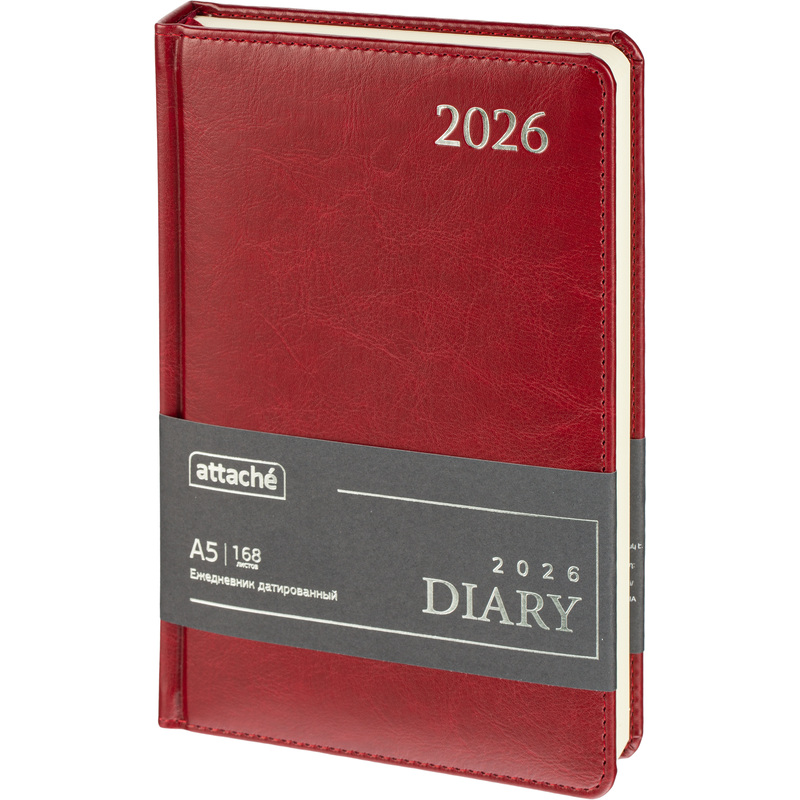 Изображение товара Ежедневник 2026 года Attache искусственная кожа А5 168 листов бордовый