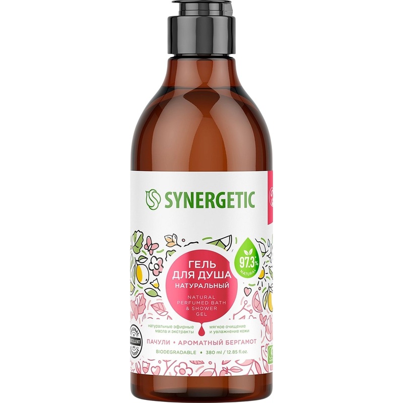 Изображение товара Гель для душа Synergetic Пачули и бергамот 380 мл натуральный гипоаллергенный