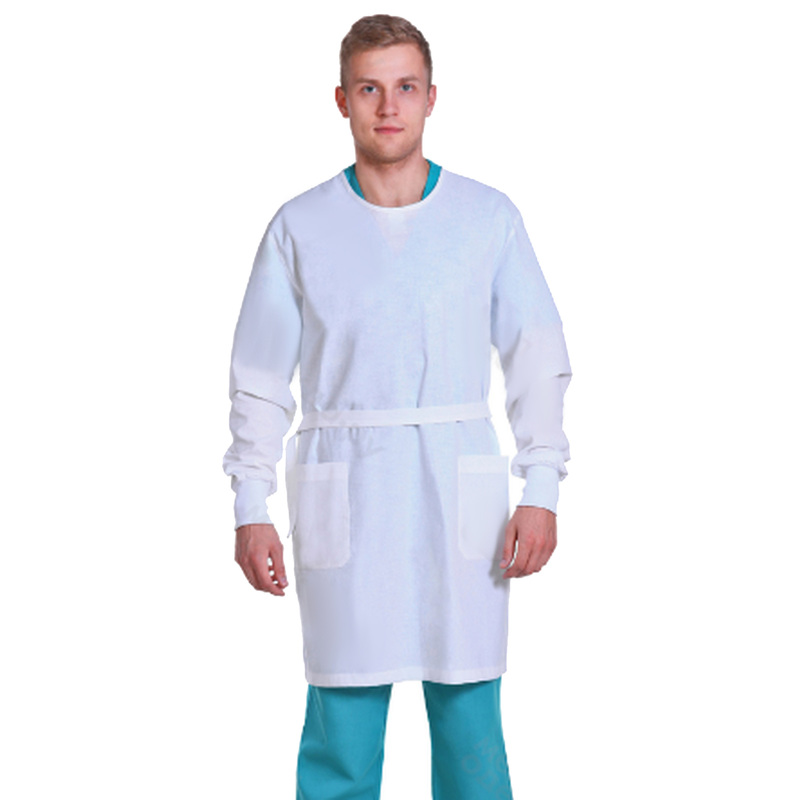 Изображение товара Медицинский мужской белый халат с завязками на спине модель 5-06-99-4 Рост 182-188