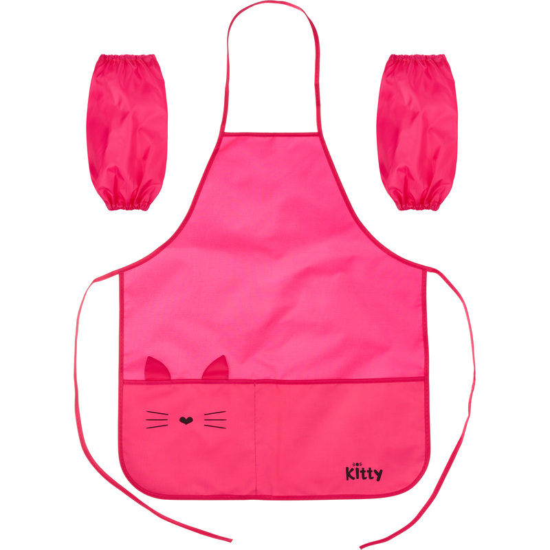 Изображение товара Фартук для труда Комус Класс Kitty розовый с нарукавниками для девочек от 6 лет