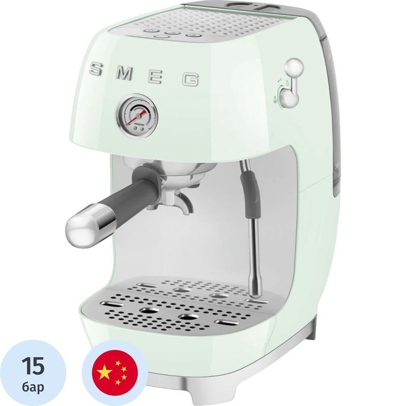 Изображение товара Кофемашина (рожковая) с капучинатором Smeg ECF03PGEU зелёная