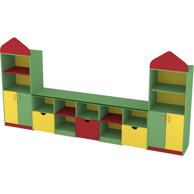 Изображение товара Стеллаж детский Замок (разноцветный, 3120x419x1580 мм)