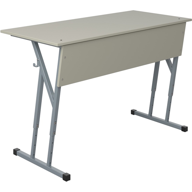 Изображение товара Ученический регулируемый двухместный стол Комус серый для классов 3-7 роста