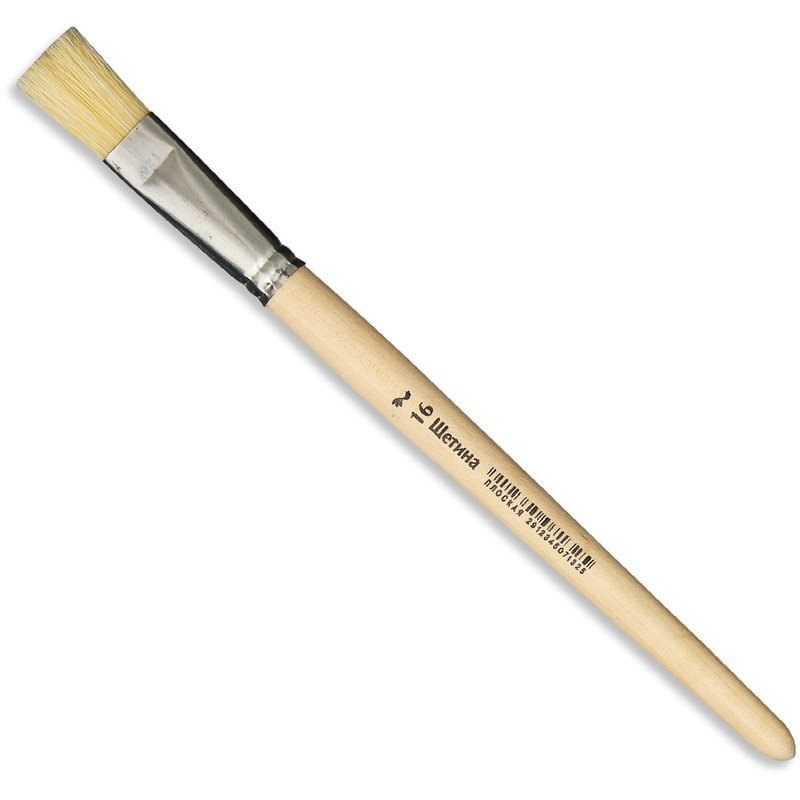 Изображение товара Кисть №1 School плоская щетина №16 для акварели гуаши и туши