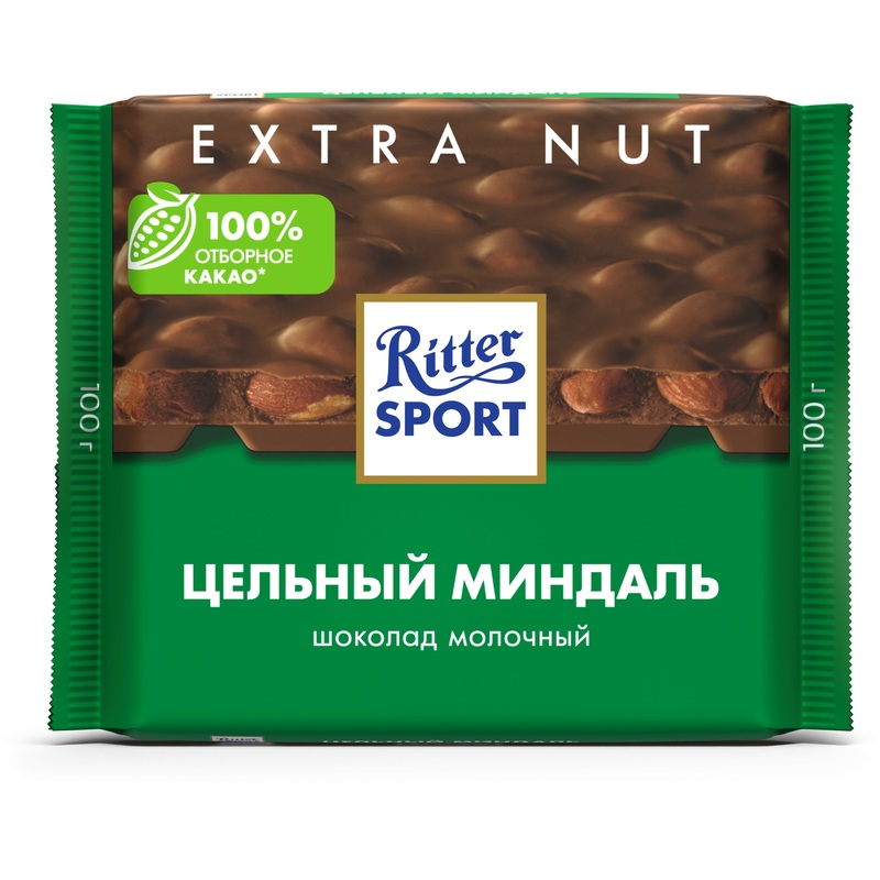 Изображение товара Шоколад Ritter Sport молочный с цельным миндалем 100 г Германия