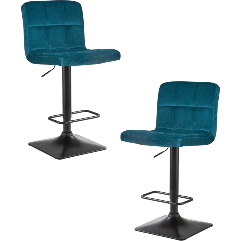 Изображение товара Стул барный DOBRIN DOMINIC морская волна/чёрный (велюр, фанера, 2 штуки в упаковке)