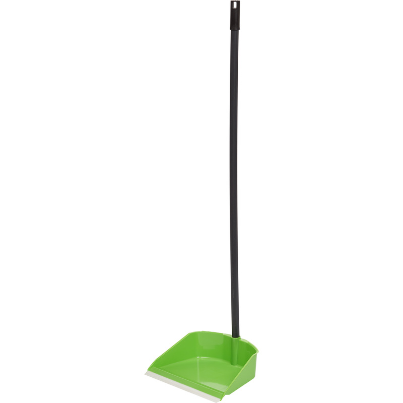 Изображение товара Совок для мусора с резиновой кромкой Idea пластик зелёный (ширина 25 см, ручка 74 см)