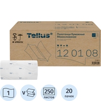 Полотенца бумажные листовые Торк (Tellus) H3 V-сложение (ZZ) 1-слойные  белые 20 пачек по 250 листов (120108)