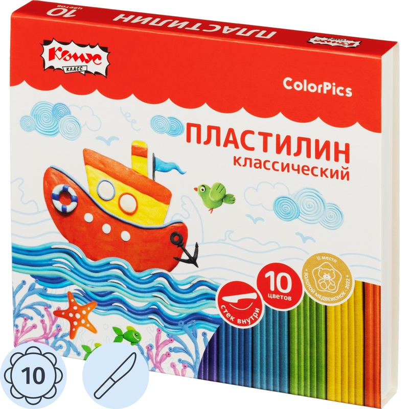 Изображение товара Пластилин классический Комус Класс (№1 School) ColorPics 10 цветов 200 грамм