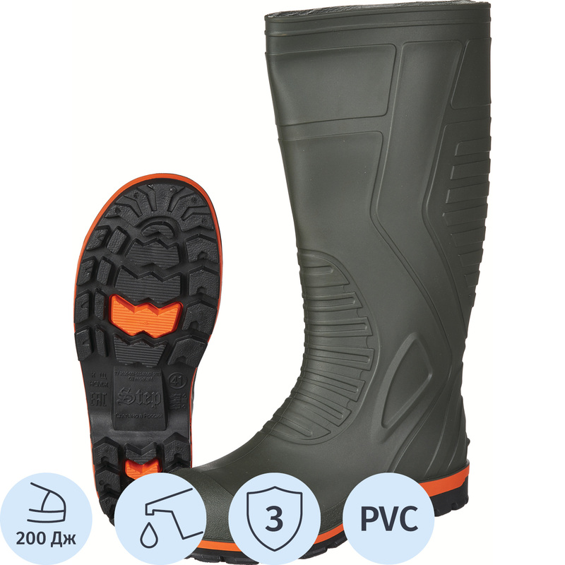 Изображение товара Сапоги рабочие Инспектор ПВХ зеленые с композитным подноском размер 47