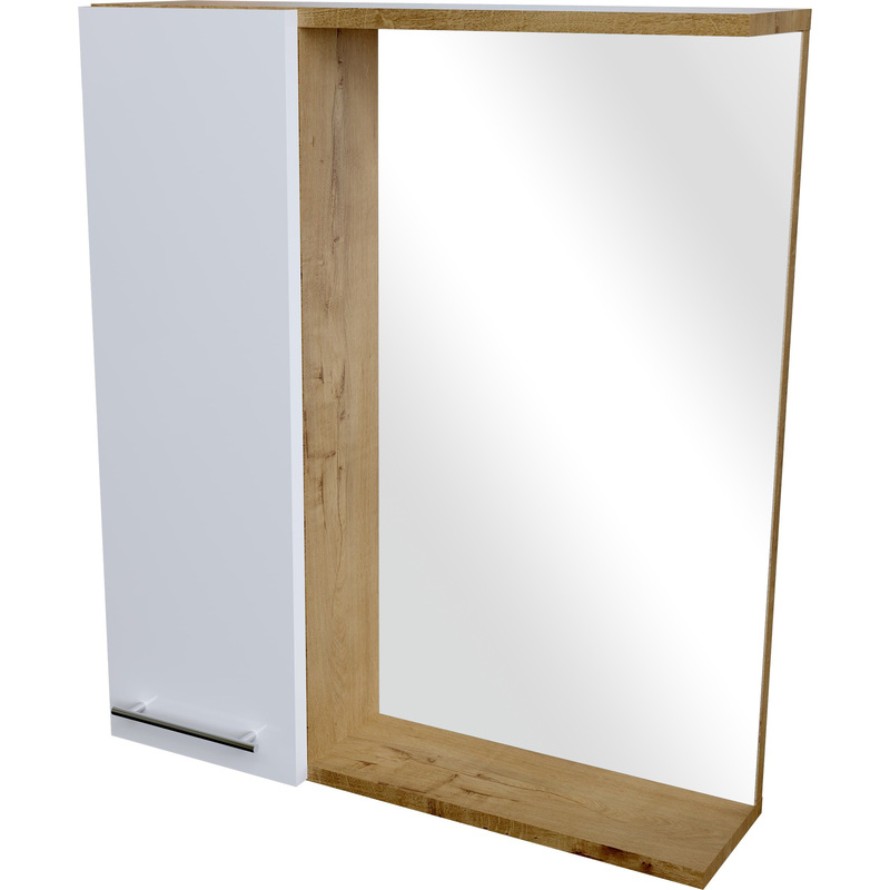 Изображение товара Шкаф с зеркалом Уно 60 левый (дуб бунратти/белый, 600х166х700 мм)