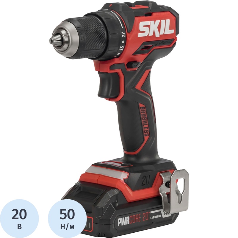 Изображение товара Дрель-шуруповёрт аккумуляторная Skil DL6293 бесщёточная 2 АКБ х Li-ion (20 В, 2 Ач)+ЗУ (DL6293SE21)