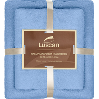 Набор полотенец махровых Luscan 2 штуки в упаковке 35x75/70x140 см 300  г/кв.м голубые