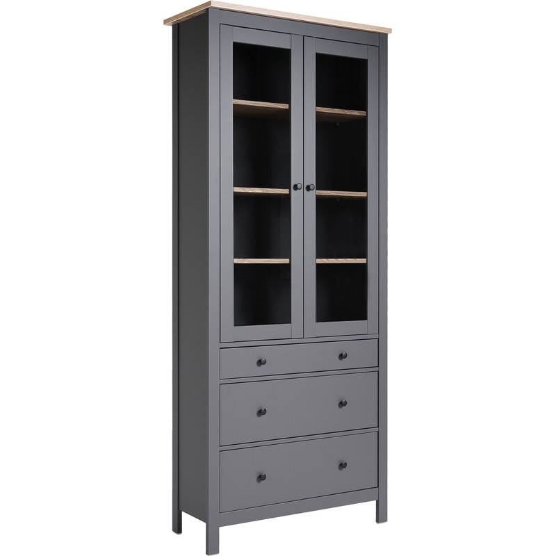 Изображение товара Закрытый шкаф из ЛДСП стиль Прованс ясень и серый 904х414х2155 мм