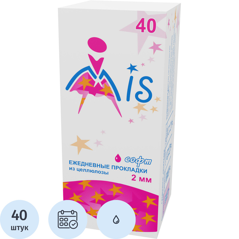 Изображение товара Женские ежедневные прокладки Mis 40 штук мягкий комфорт Россия