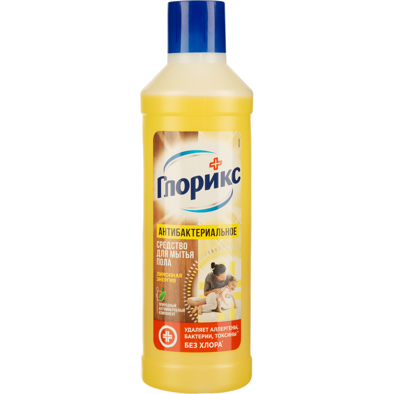 Изображение товара Средство для мытья пола Glorix Лимонная энергия 1 литр универсальное антибактериальное