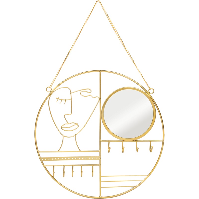 Изображение товара Держатель для ювелирных украшений с зеркалом 35x35x2.5 см золотистый