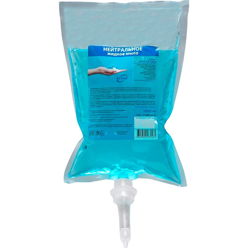 Изображение товара Картридж с жидким мылом для рук и тела Keman 100024-1000 для дозаторов S1 1000 мл