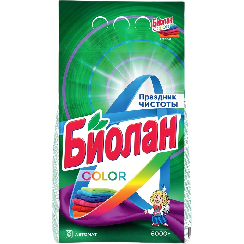 Изображение товара Порошок стиральный автомат Биолан Color 6 кг для цветного белья