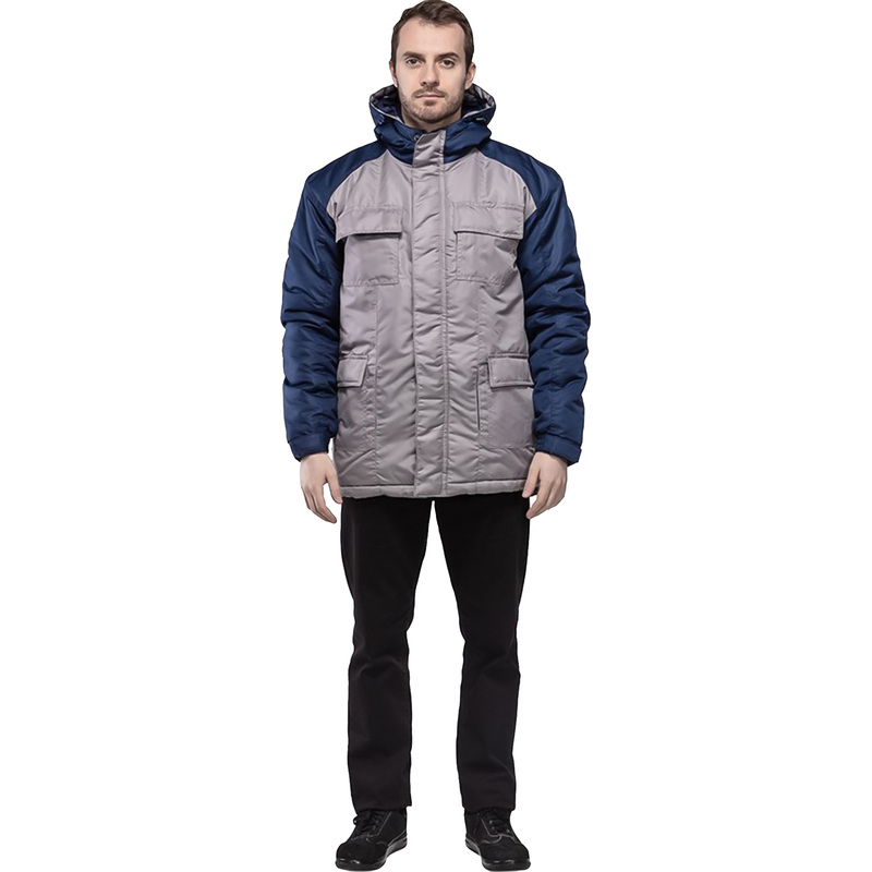 Изображение товара Куртка рабочая зимняя мужская з41-КУ серая/синяя для сельского хозяйства