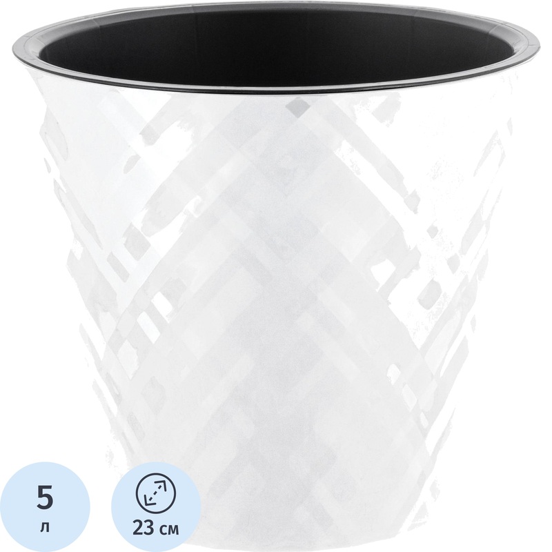 Изображение товара Горшок для цветов InGreen Manhattan 5л с внутренней вставкой белый