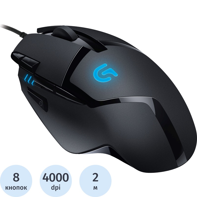 Изображение товара Игровая мышь Logitech G402 черная с 4000 dpi и 8 программируемыми кнопками