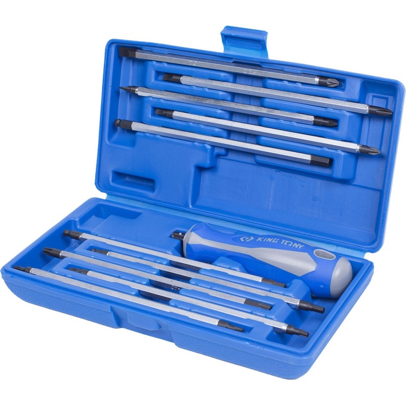 Изображение товара Отвёртка King Tony 11 предметов с сменными насадками и кейсом