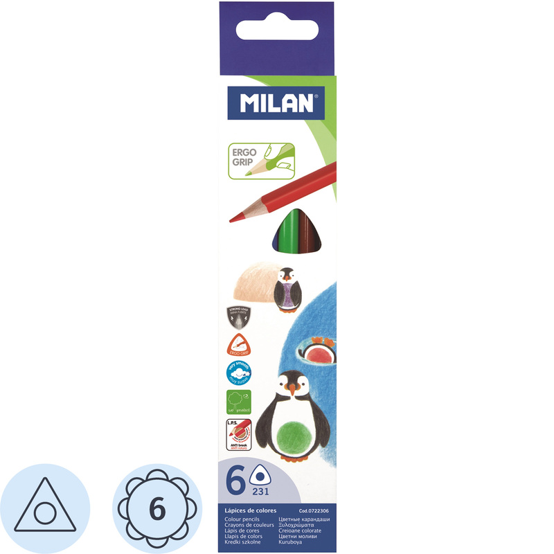 Изображение товара Карандаши цветные Milan 6 цветов трёхгранные для рисования