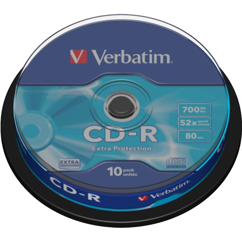 Изображение товара Диск CD-R Verbatim 700 МБ 52x Cake Box 43437 (10 штук в упаковке)