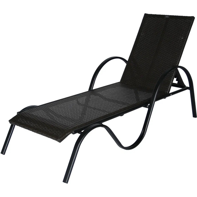 Изображение товара Лежак Барселона чёрный коричневый 700х550х1980 мм для отдыха на улице и в помещении