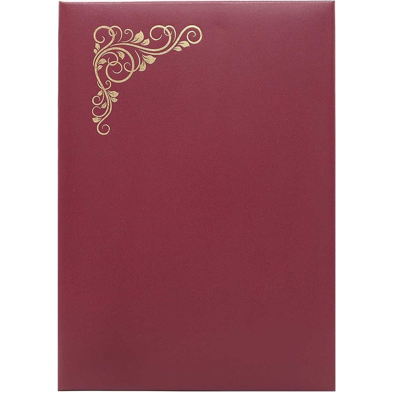 Изображение товара Папка адресная А4 бордовая 5 шт из бумвинила с тиснением и золотым орнаментом