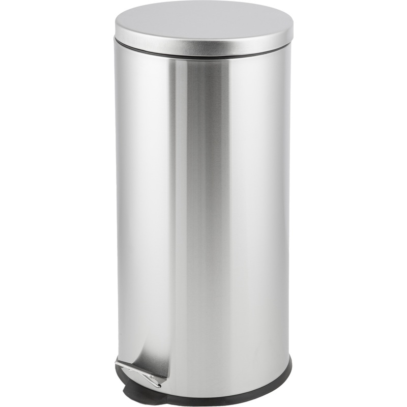 Изображение товара Уценка. Ведро мусорное 30 л нержавеющая сталь с педалью с крышкой серебристое (69x31x31 см)