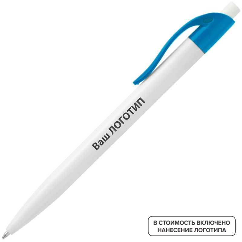 Изображение товара Ручка шариковая автоматическая Какаду синяя 0.5 мм белый/голубой
