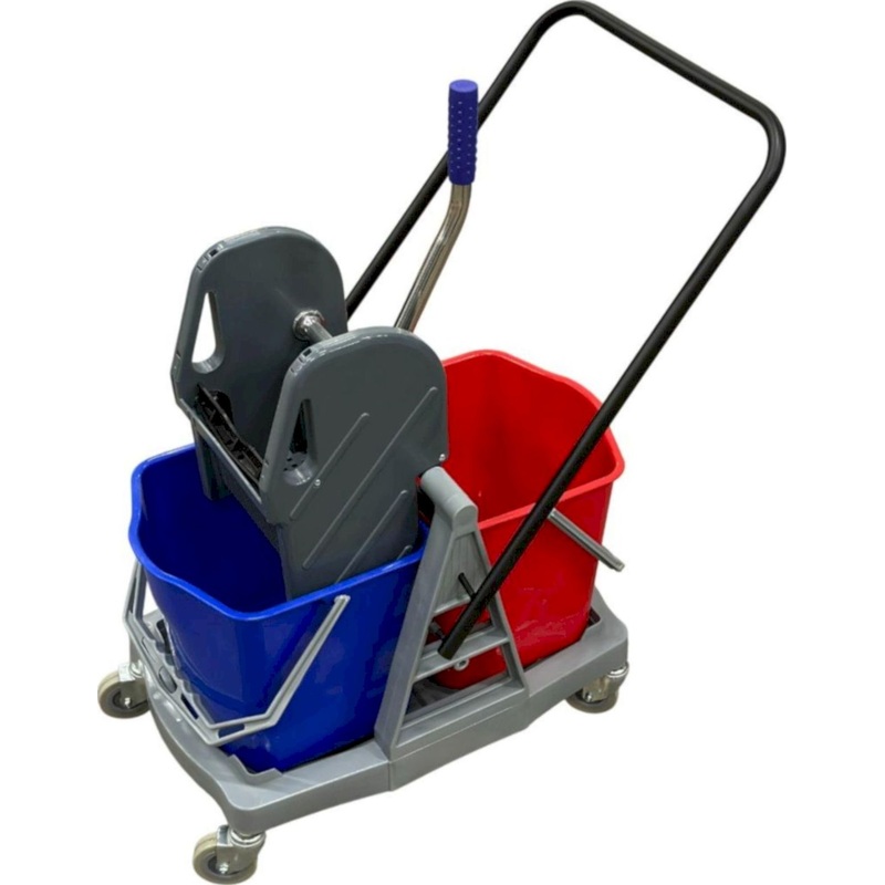 Изображение товара Тележка уборочная двухвёдерная 2×18 литров с отжимом для профессиональной уборки