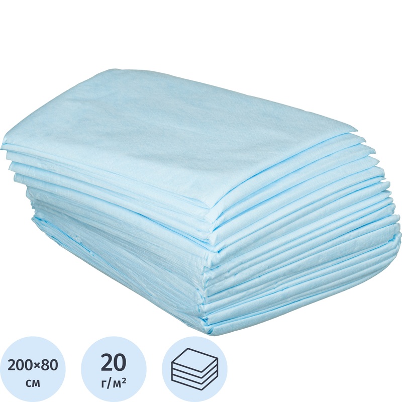 Изображение товара Простыня одноразовая Чистовье Люкс 200x80 см голубая 20 шт