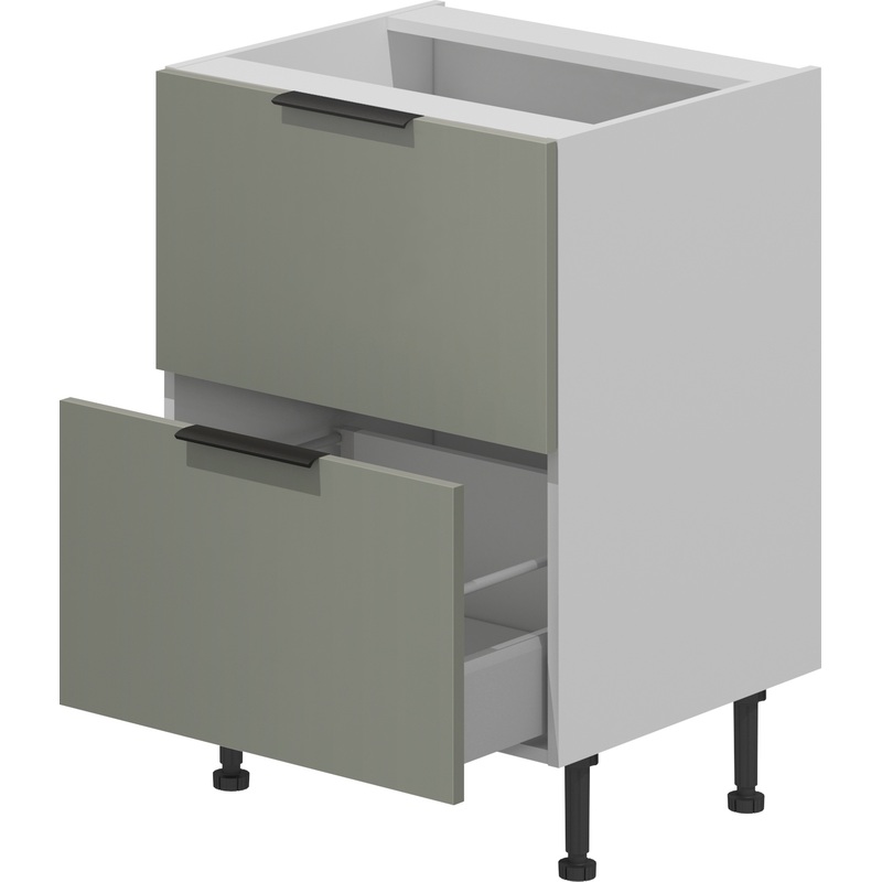 Изображение товара Кухонный шкаф напольный VOK B2DW 72 60 белый шагрень и платиновый зелёный