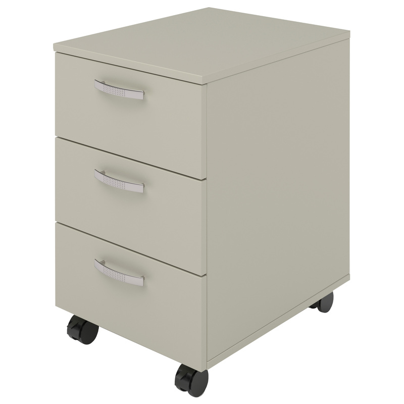 Изображение товара Мобильная тумба из ЛДСП серого цвета 400х420х610 мм с 3 ящиками