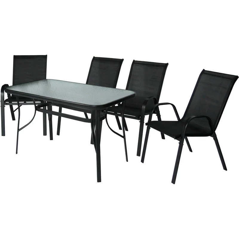 Изображение товара Набор мебели Сан-Ремо для улицы 1 стол и 4 кресла черный стекло ткань