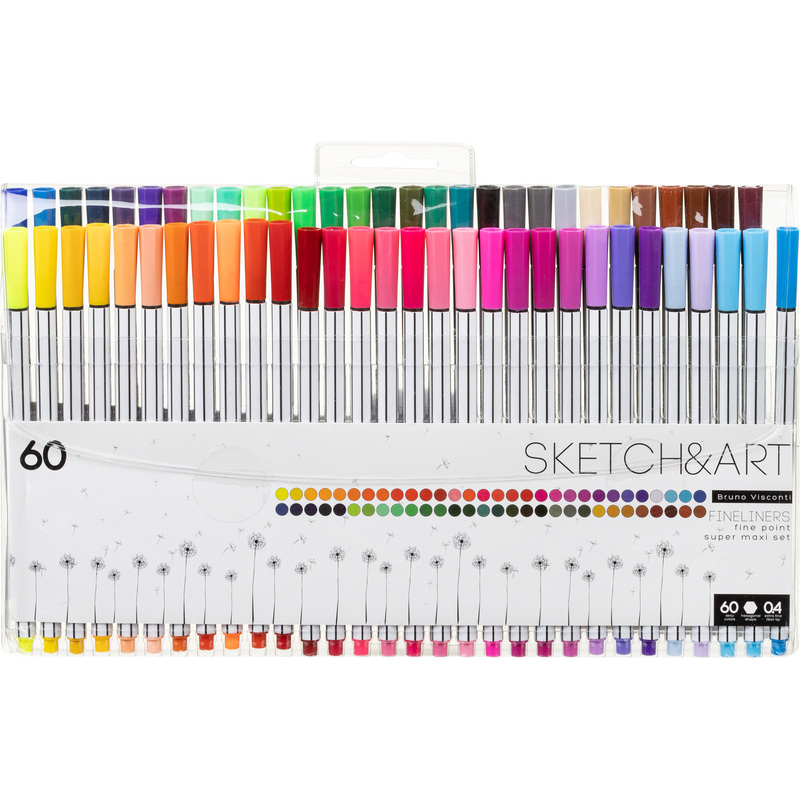 Изображение товара Набор капиллярных линеров Sketch&Art 60 цветов толщина 0.4 мм профессиональный и любительский скетч