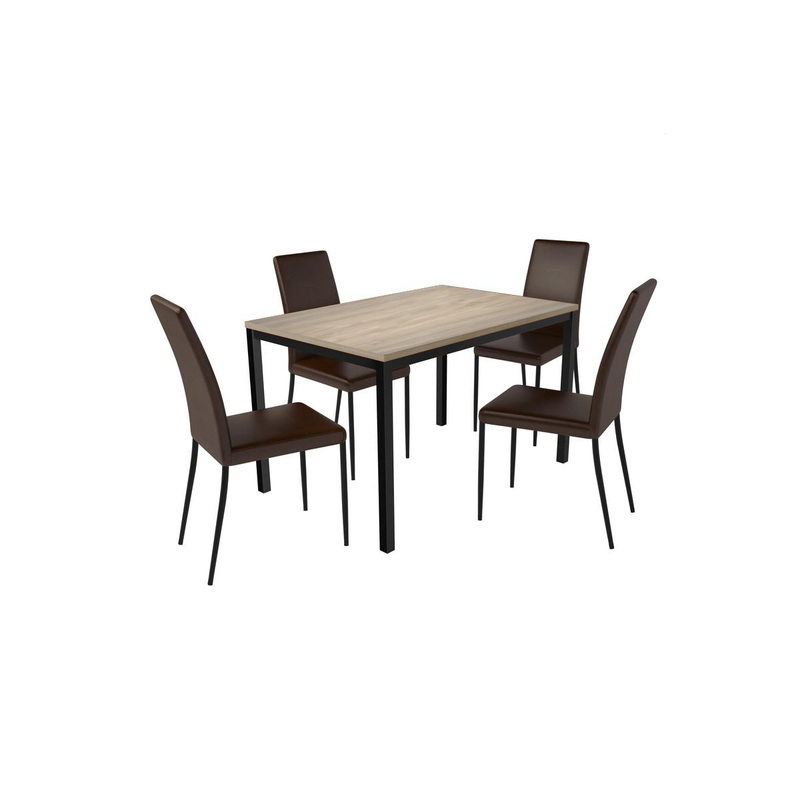 Изображение товара Стул и стол Итан К-006 дуб мадуро/черный — комплект обеденной мебели для кафе и дома