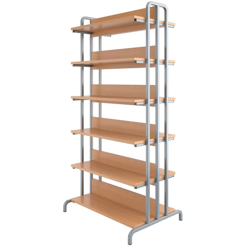 Изображение товара Стеллаж библиотечный двухсторонний (бук/серый, 900х690х1890 мм)