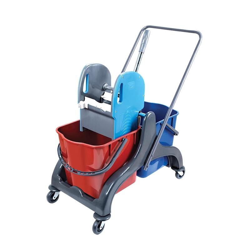 Изображение товара Уцененная уборочная тележка с двумя ведрами по 25 литров и механическим отжимом CK750
