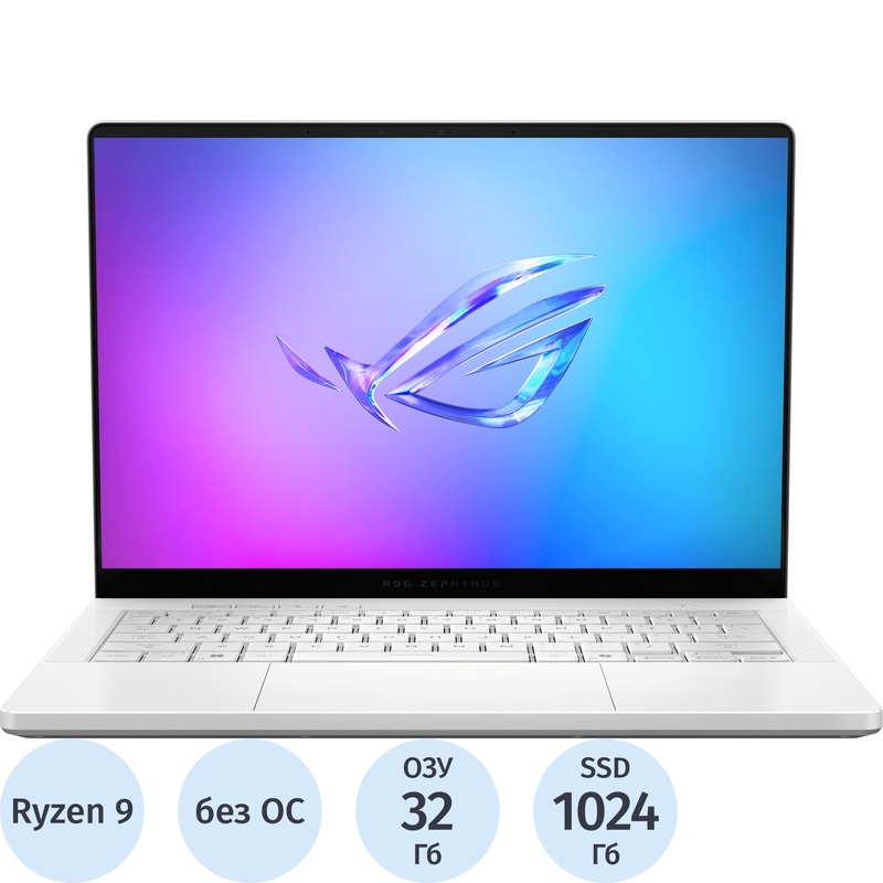Изображение товара Ноутбук игровой Asus ROG Zephyrus ROG Zephyrus G14 GA403UM-QS038 14" белый AMD Ryzen 9 270/32 ГБ/SSD 1024 ГБ/NVIDIA GeForce RTX 5060 (90NR0M82-M00200)