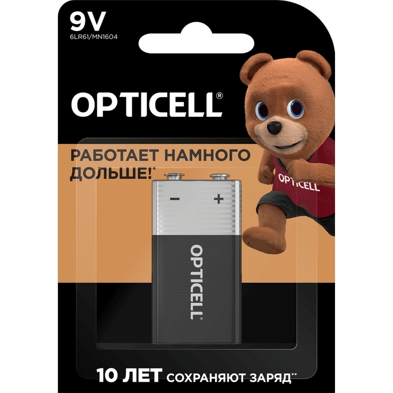 Изображение товара Батарейка крона Opticell Basic 1600 мАч алкалиновая 6LR61 9В Китай