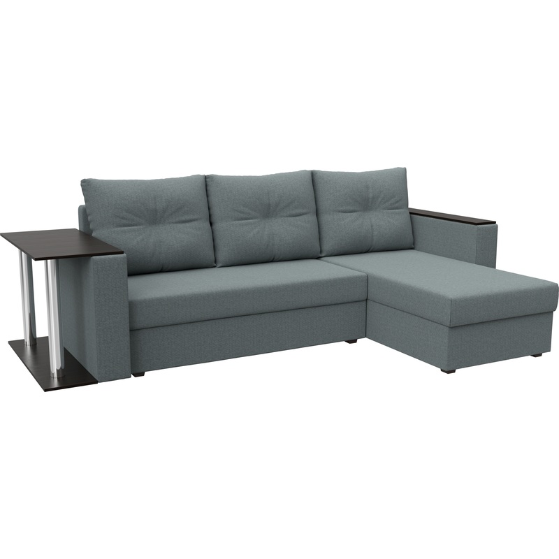 Изображение товара Диван-кровать угловой правый Комфорт Атланта столик серый ткань