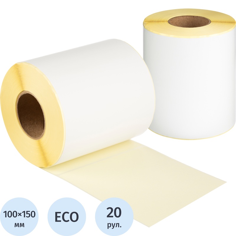 Изображение товара Термоэтикетки 100х150 мм ЭКО 40 мм диаметр втулки для маркетплейсов (20 рулонов по 300 этикеток)