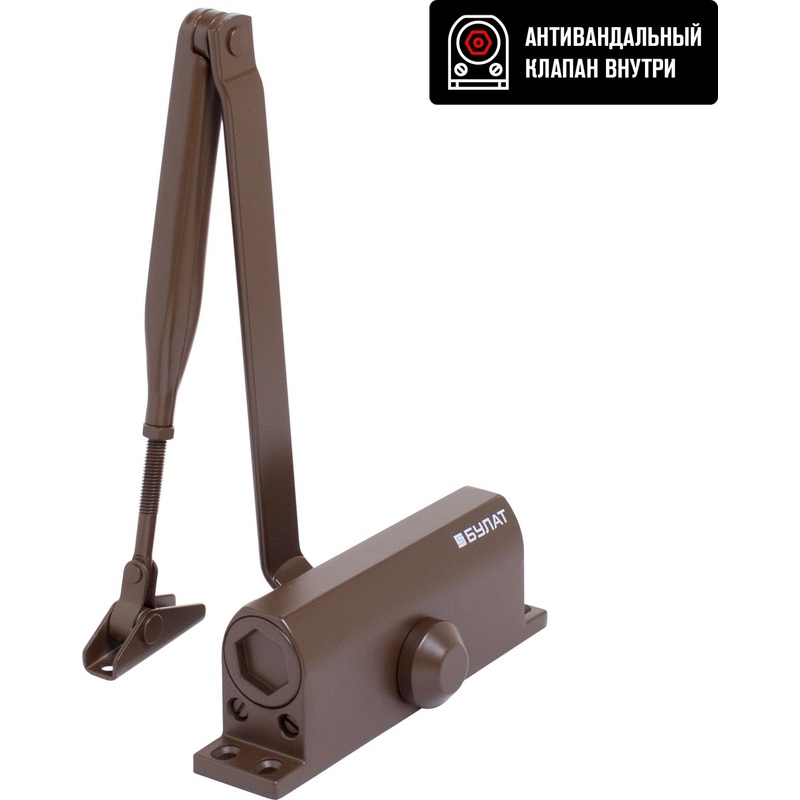 Изображение товара Доводчик дверной Булат 14922 до 120 кг коричневый рычажной типа