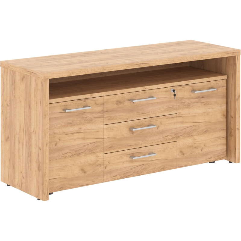 Изображение товара Тумба под фригобар Torr Z TTF-3D.1A с центральным замком (дуб бофорд, 1640х550х800 мм, 3 ящика)