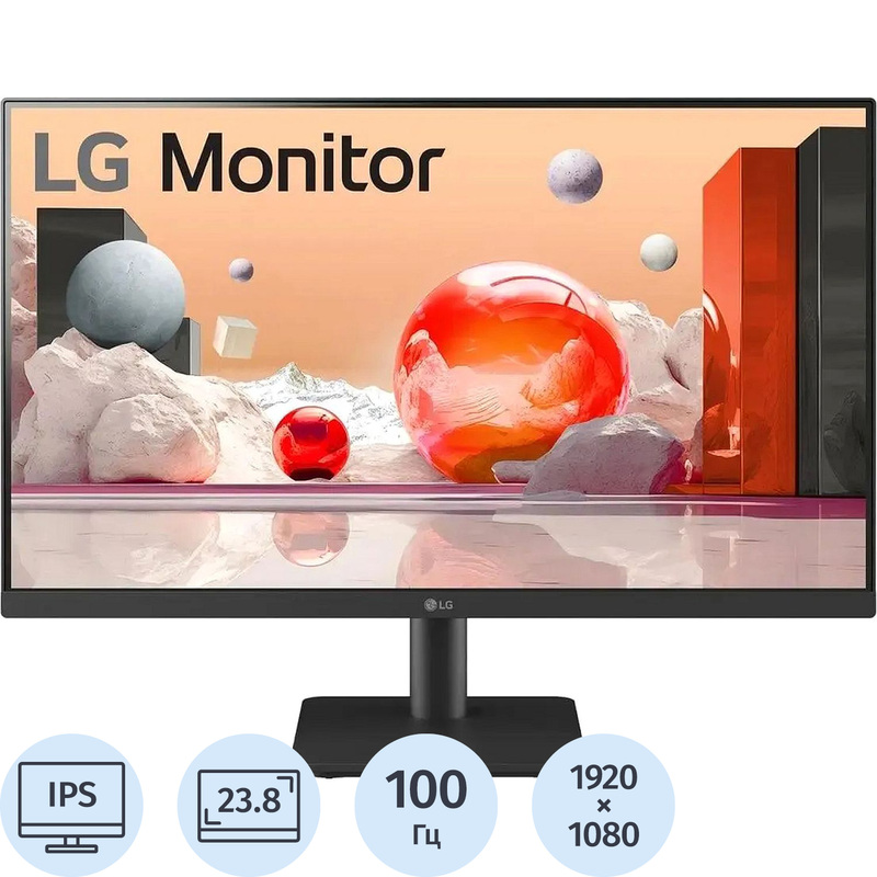 Изображение товара Монитор 23.8" LG 24MS500-B черный с IPS матрицей и Full HD разрешением